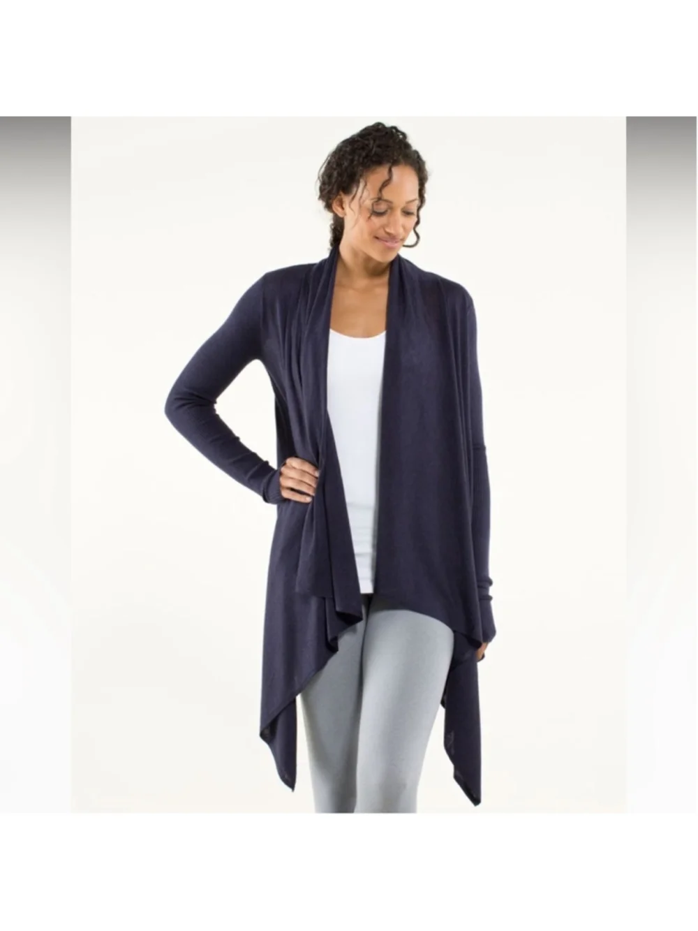 Lululemon Universal Wrap tencel bamboo cashmere  Heathered Black Swan yoga sz sm
